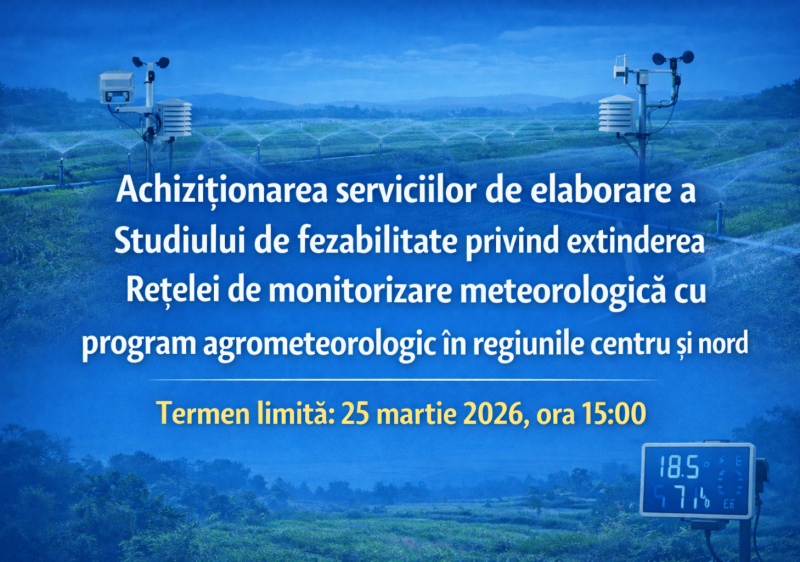 UCIP IFAD lansează licitație de contractare a unei companii de consultanță pentru elaborarea studiului de fezabilitate privind extinderea rețelei agrometeorologice în nordul și centrul Republicii Moldova